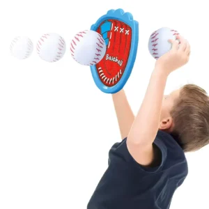 Children Outdoor Sport Toy Baseball Glove Sticky Catch Ball Game with Light Function and 3 Softballs