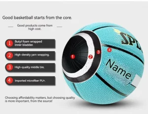 Children’s Meteor Blue No. 4567 Basketball No.4 Size Kindergarten Kids Training Competition Customized Name Engraving