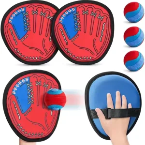 Children’s Outdoor Sport Toy Light Function Baseball Glove and 3 Softballs Sticky Catch Ball Game