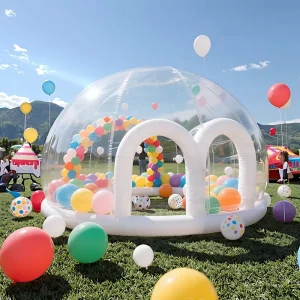 Clear Inflatable Crystal Igloo Dome Bouncy Castle Kids Party Transparent PVC Material Space Theme 5-10 Passengers