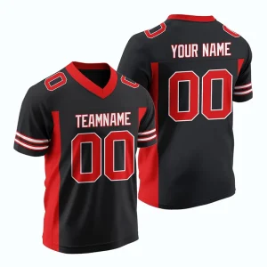 Color Blocking American Football Jersey Uniform 100% Polyester V Neck Unisex Short Training Maillot De Foot