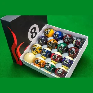 Colorful Colors Billiard Balls Set 57.2mm (2.25in) Premium Durable Anti Break Pool Balls for Elite Players (C-29-1)