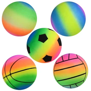 Colorful PVC Playground Ball Inflatable Rainbow Beach Ball Volleyball Football Inflatable Sports Toy Balls for Kids