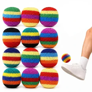 Colorful Sand-Filled Crochet Hacky Sack Balls Handwoven Juggling Footbags for Outdoor Party Game Toss Pack Crochet Knitted