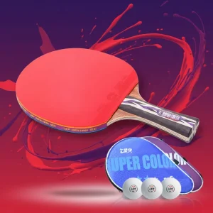 Colorful Series 3 Stars Table Tennis Racket Premium Rubber Pingpong Bat Professional Black Red Game Wood