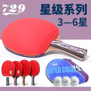 Colorful Series 5 Stars Table Tennis Racket Premium Rubber Pingpong Bat Professional Black Red Game Wood Good Color