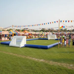 Commercial Inflatable Soccer Field Inflatable Football Pitch with Goal Portable for Amusement Park Event Rental School Activity
