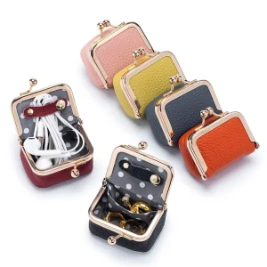 Compact Ring Pouch Diamonds Mini Jewelry Bag Featuring Clasp Closure Super Lightweight Stowable for Rings Earrings Coins