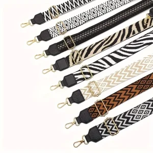 Contrasting Color Flower Leather Bag Strap Replaceable Wide Handbag Strap Crossbody Bag Accessories Adjustable Bag Strap