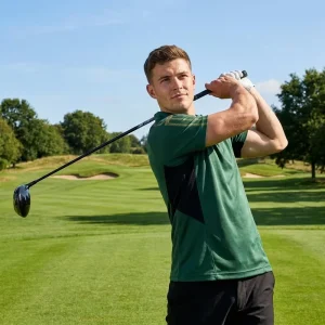 Course & Club Series Performance Polyester Golf Polo Shirt Custom OEM Geometric Shoulder Detail Side Panel Teamwear