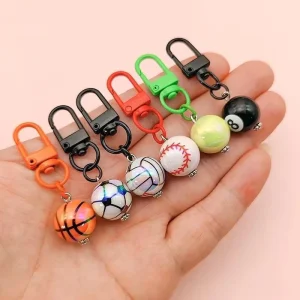 Creative Mini Realistic Billiards Soccer & Basketball Keychain 8 Ball Keyring & Bag Charm Accessories