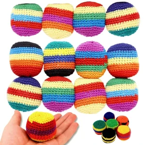 Crochet Customized Hacky Ball Sacks Assorted Colors Crochet Woven Kickball Soft Knitted Kick Balls Footbag