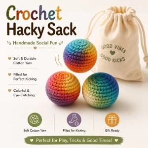 Crochet Knitted Hacky Sack Ball Set Handmade Crocheted Footbag Dirtbag Dirt Bag Toy for Kid Adult Juggling Kick Foot Bag Outdoor
