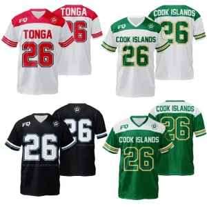 Custom 100% Polyester Sublimation Training Street Mesh Women Men’s American Football Jersey Rugby T-Shirts Breathable