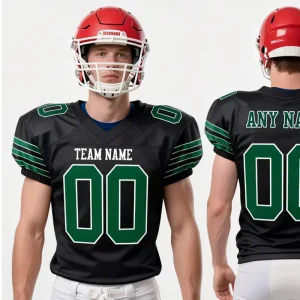 Custom 7v7 American Football Practice Jersey OEM Rugby Sports Wear Mesh Black and Green American Football Jersey