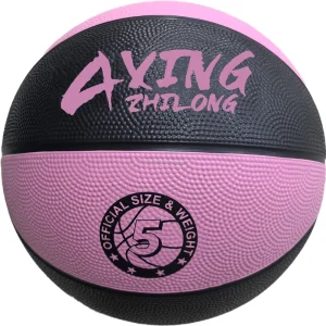 Custom 8 Panel Black Pink Size 5 Rubber Basketball for Indoor Outdoor Training Healthy Gameplay