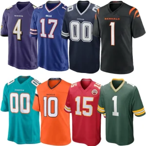 Custom American Football Jersey All Team Rugby Uniform Colorful Mens T-shirts College Jersey Youth Uniform Jersey Football Shirt