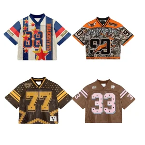 Custom American Football Jersey Streetwear Oversized Boxy Fit Mesh Vintage Retro Style Breathable Quick Dry Shirt