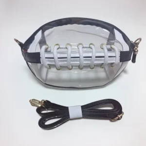 Custom American Football Shape PVC Clear Crossbody Bag Gameday Transparent See Through Rugby Stadium Purse