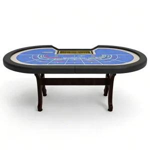 Custom Antique Wooden High Class Punto Banco Professional Oval 8 Players Baccarat Poker Card Gaming Casino Table