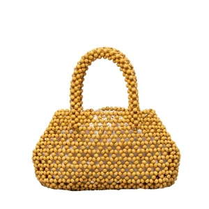Custom Design Wooden Beads Tote Bags Handmade Women Sling Bag Casual Beach Seed Handbag Portable Fashion Daily Use
