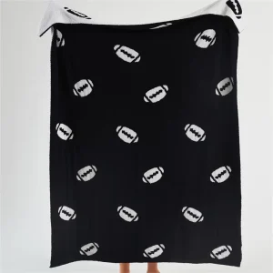 Custom Football Rugby Sports Soft Cozy 100% Polyester Knitted Throw Microfiber Blanket for Winter Warm