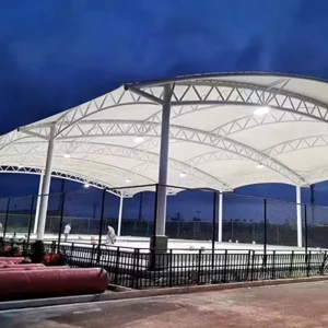 Custom Glass Padel Court and Soccer Pitch Roof with Curved Design Tempered Glass Panels