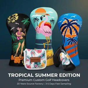 Custom Golf Headcover Set Factory PU Leather Waterproof Driver Fairway Hybrid Putter Cover with Plush Lining