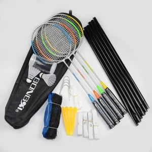 Custom High Quality Outdoor Sports Badminton Racket Racquets Set Durable Badminton Racket 4 Players With Balls+Bag and Net
