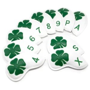 Custom Iron Golf Head Covers Wedges Headcovers 4 Leaves Lucky Design 10pcs 4 9 A S P X Golf Iron Headcover Set