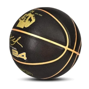 Custom Logo Black & Gold Line Durable PU Composite Leather Sizes 3 5 6 7 Bulk Training Camp Use Basketball Ball
