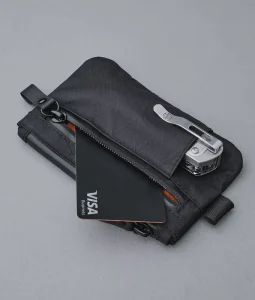 Custom Logo Black Water Resistant Mini Utility Pouch Ripstop Fabric Dual Storage Slots Carabiner OEM Service for EDC Accessory