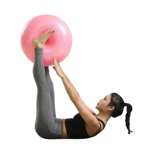 Custom Logo Donut Apple Shape PVC Yoga Ball with Pump Anti Burst Exercise Ball 50cm*28cm 900g Unique Design