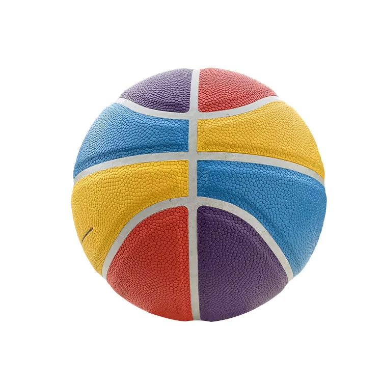 Custom Logo Durable Colored PU Leather Basketball Training Competition Balls Wear Resistant with Sizes 7 6 5 4 3
