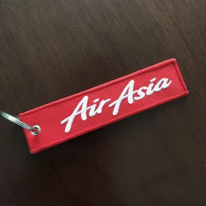 Custom Logo Embroidery Eco Friendly Digital Printing Polyester Sewing Fabric Keychain Promotional Gifts Patch Key Ring Jet Tag