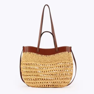 Custom Logo Handmade Woven Tote Bag Large Size Straw Bag with Magnetic Closure OEM Manufacturer Low MOQ for Brand Owners