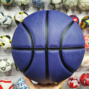 Custom Logo High Grip Blue Rubber Basketball Available in Sizes 1 3 5 6 7