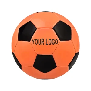 Custom Logo Indoor Outdoor Durable Quality Black Orange Soccer Ball with Customized Size & Packing