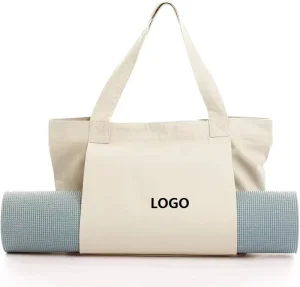 Custom Logo Large Yoga Accessories Gym Cotton Mat Bag Beach Shoulder Canvas Yoga Tote Bag with Yoga Mat Carrier