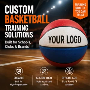 Custom Logo PU Composite Leather Red White and Blue Match Like Performance Basketball Ball for Advanced Training
