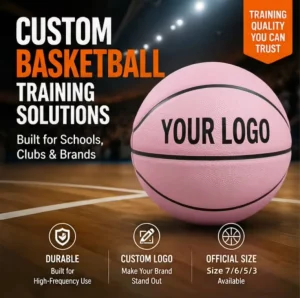Custom Logo Pink PU Size 5 6 7 PU Customizable Leather Basketball Ball for Marketing Campaigns