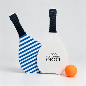 Custom Logo Printed Edgeless Children’s Wooden Beach Tennis Racket Bat Set