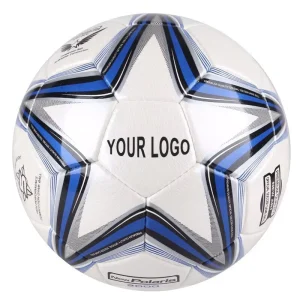 Custom Logo Soccer Ball Size 1 2 3 4 5 Machine Stitched Blue Customizable Football Ball