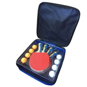 Custom Logo Table Tennis Racket Set ‘Pimples Out’ 4 Player with 8 Balls