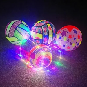 Custom Luminous Colorful 8.5″ PVC Vinyl Balls Kick Ball Outside Pelotas De Ule Luis Led Light Toy Ball for Kids Play
