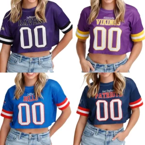 Custom Mesh Cropped American Football Team Wear Jerseys Sports Sublimated Crop Jerseys Streetwear American Retro Football Jersey