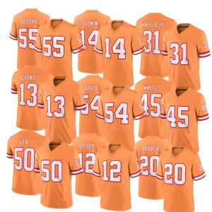 Custom Orange Tampa Bay Limited Stitched Men’s #13 Mike Evans #12 Tom Brady #14 Chris Godwin #54 David American Football Jersey