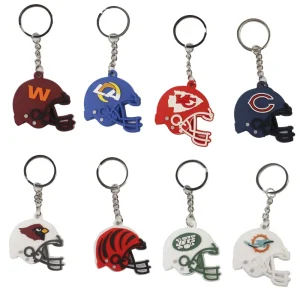 Custom Personalized 2D 3D Rugby Eychains Helmets Design Rubber Mini American PVC Football Keychains Plastic Key Chains
