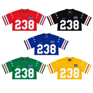 Custom Polyester Cropped Retro American Football Jersey Streetwear Oversized Mesh Jersey