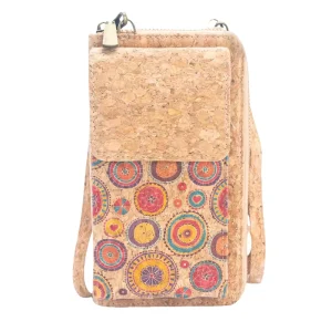 Custom Print Cork Mobile Phone Bag Multifunctional Crossbody Wallet with Polyester Lining Girl’s Accessory